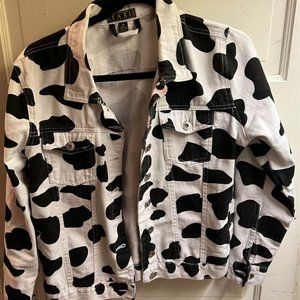 Trendy Cow Print Jean Jacket